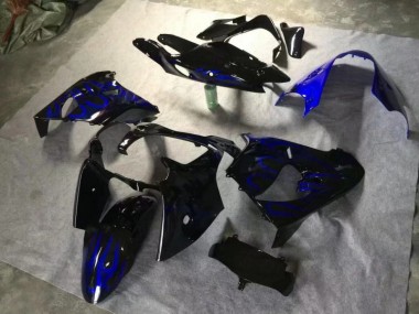 Noir Brillant Bleu Flamme Carénage Moto Kawasaki ZX9R 2000-2001