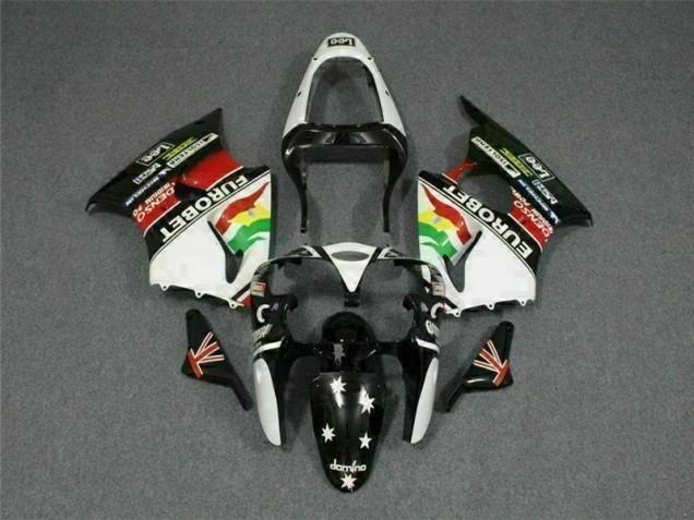 Noir Blanc Eurobet Carénage Moto Kawasaki ZX6R 2000-2002