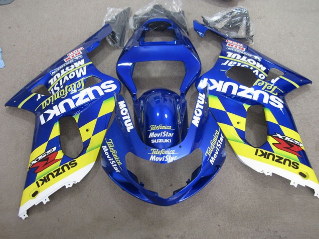 Bleu Jaune Telefumia Movistar Carénage Moto Suzuki GSXR 600 K1 K2 K3 2001-2003