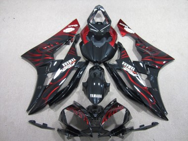 Noir Rouge Flamme Carénages Moto Yamaha R6 2006-2007