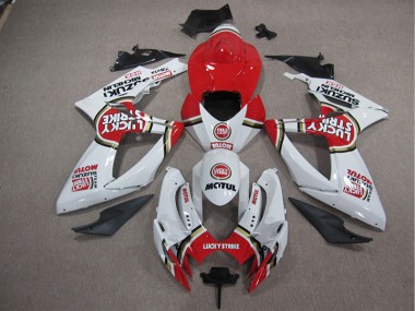 Blanc Lucky Strike Rouge Motul Carénage Moto Suzuki GSXR 1000 K5 2005-2006