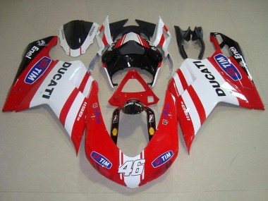 Rouge Blanc 46 Carénage Moto Ducati 848 1098 1198 2007-2014