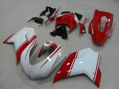 Blanc et Rouge Courses Version Carénage Moto Ducati 848 1098 1198 2007-2014